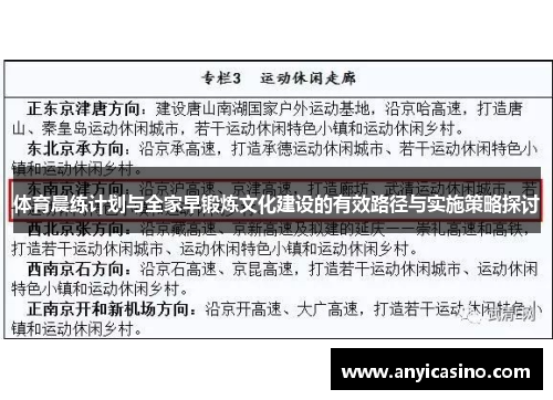 体育晨练计划与全家早锻炼文化建设的有效路径与实施策略探讨